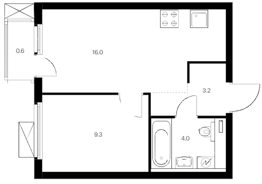 1-комнатная квартира 33.1 м², 8/14 эт., ЖК «Витебский парк»